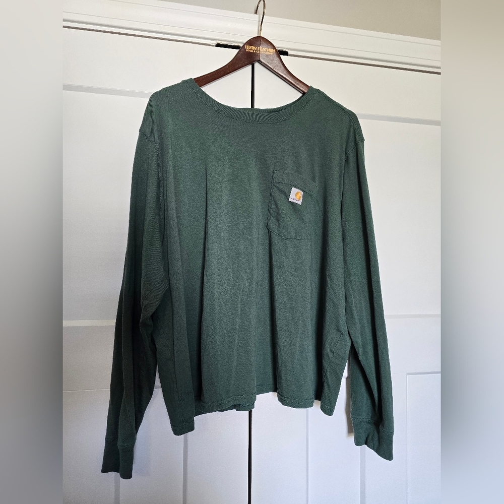 Carhartt Womens Green Tencel Long Sleeve Shirt with Pocket